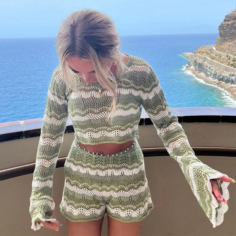 Bohemian Knitted Two Piece Set