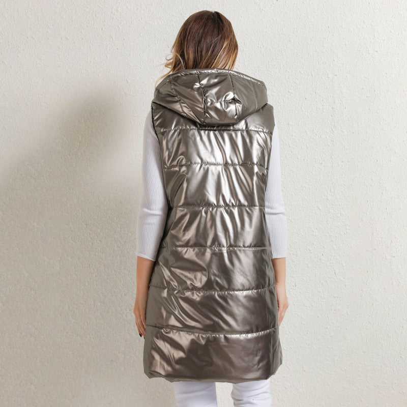 Long Hooded Coat Vest