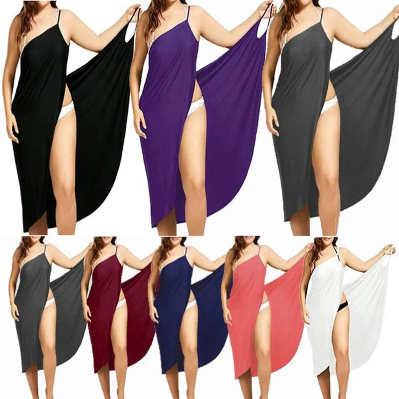 Women Solid Color Wrap Dress