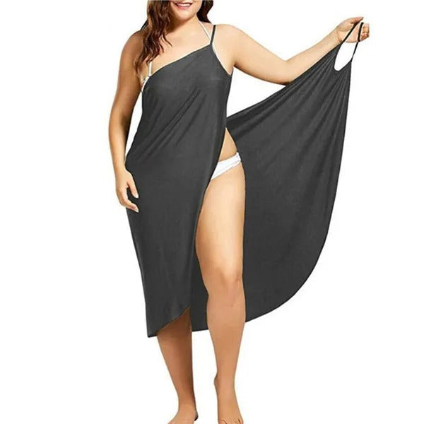 Women Solid Color Wrap Dress