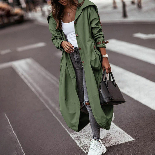Long Hooded Trench Coat