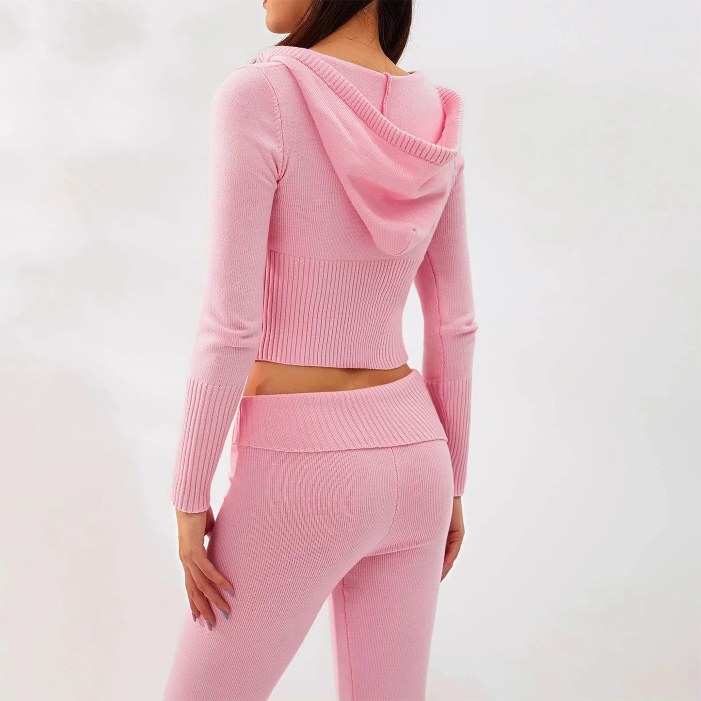 Zipper Lace-up Hoodies Pant Set