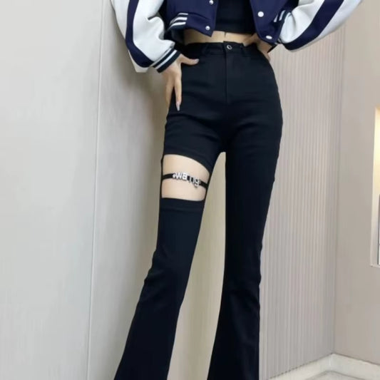 Women's Flared Jeans with Holes