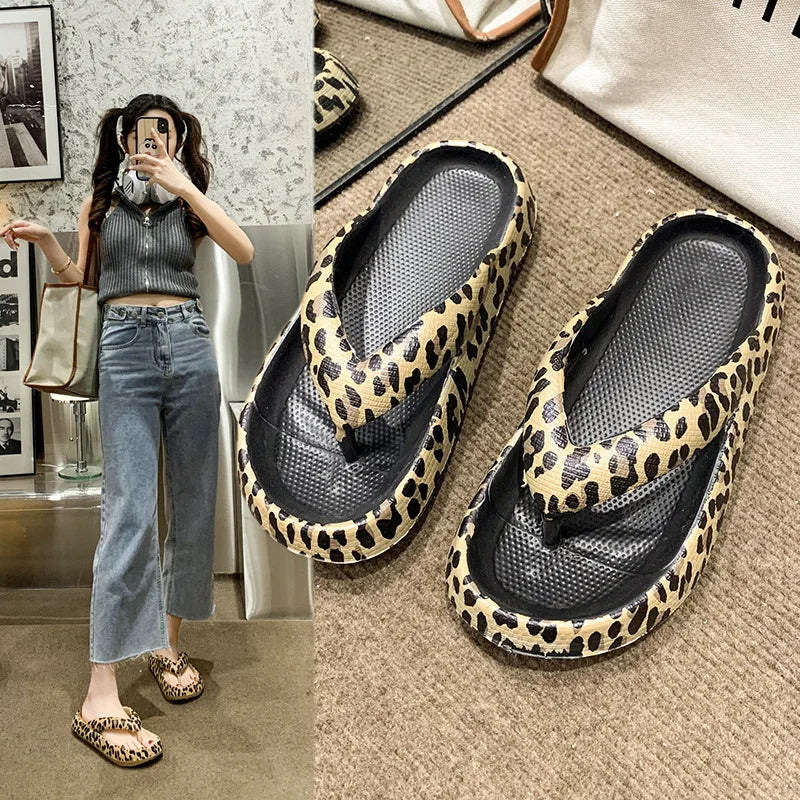 Leopard-Print Flip-Flops