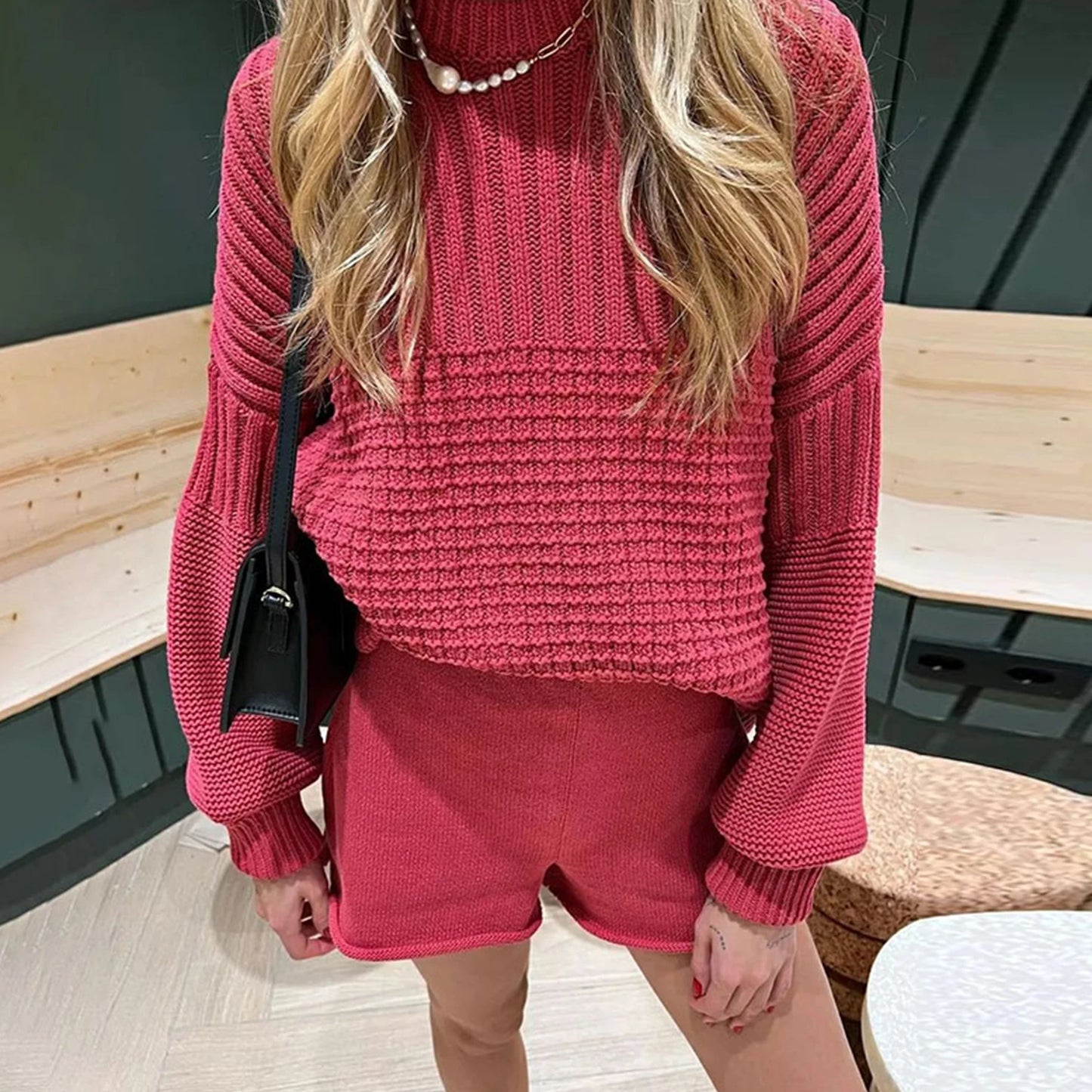Knitted Sweater Shorts Outfit
