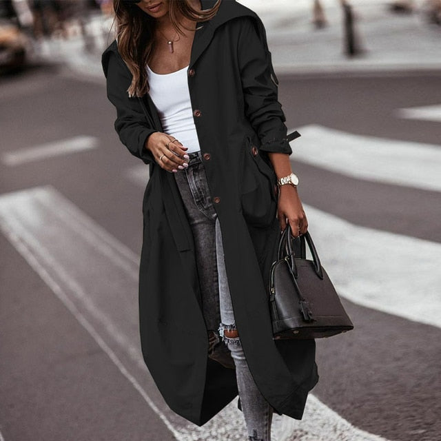 Long Hooded Trench Coat