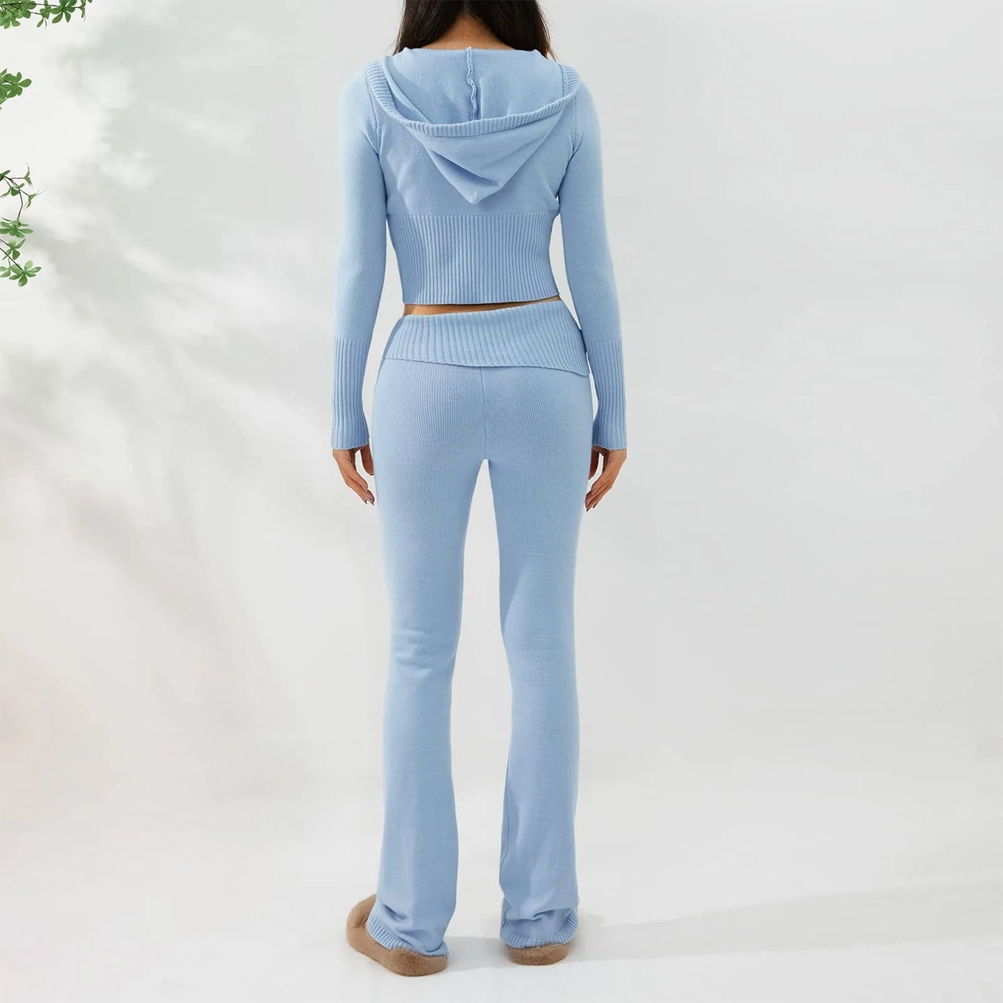 Zipper Lace-up Hoodies Pant Set